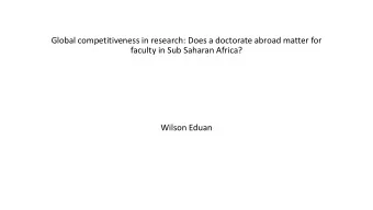 Global competitiveness in research: Does a doctorate abroad matter for  faculty in Sub Saharan