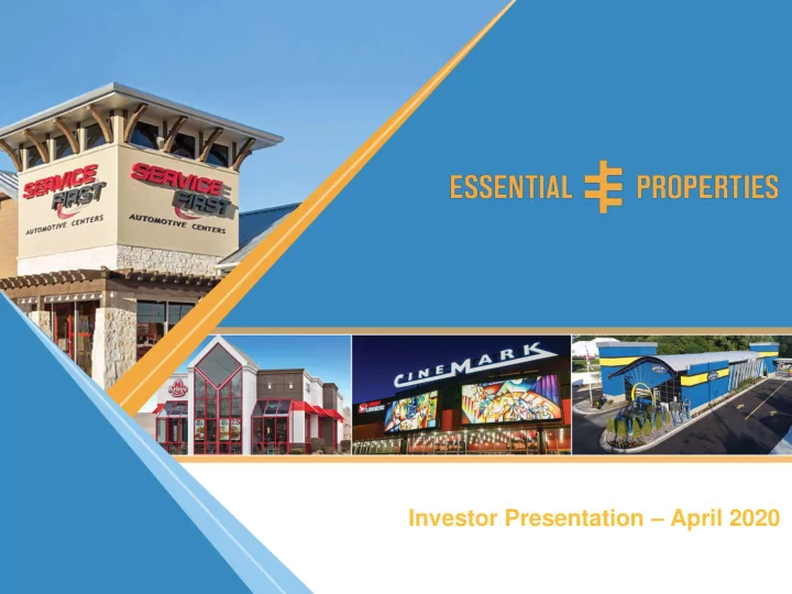 investor presentation april 2020 disclaimer