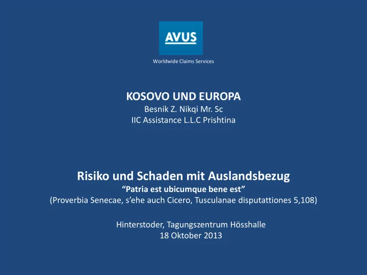 risiko und schaden mit auslandsbezug