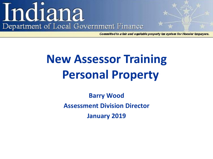 new assessor training personal property