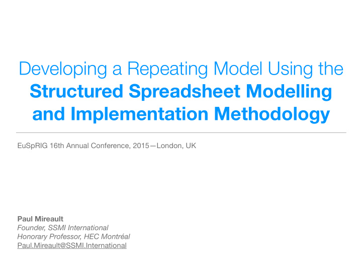 developing a repeating model using the structured