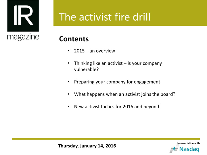 the activist fire drill
