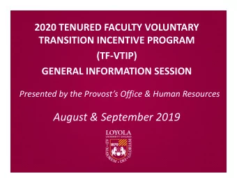 August &amp; September 2019  AGENDA    Program background    Eligibility    Incentive
