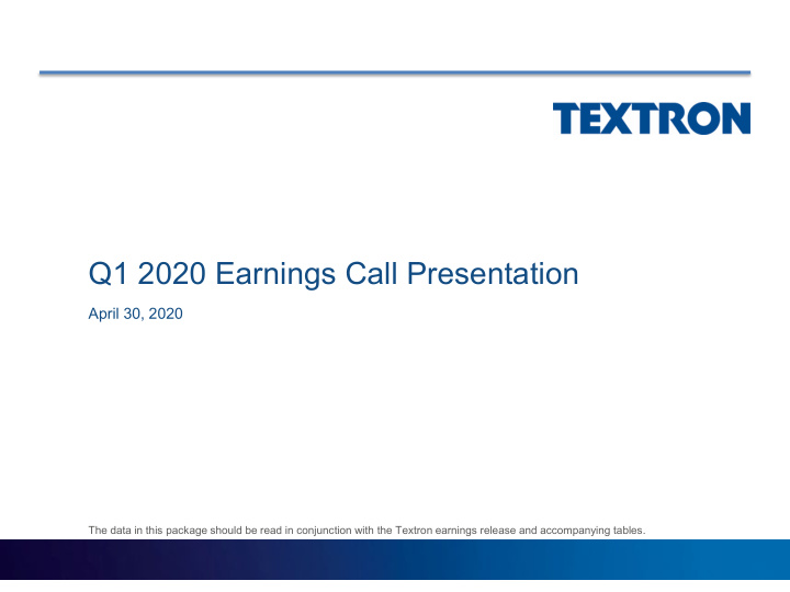 q1 2020 earnings call presentation