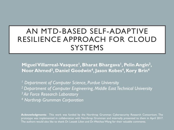 an mtd based self adaptive resilience approach for cloud