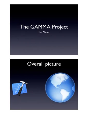 The GAMMA Project  Jim Clause  Overall picture  Overall picture  Overall picture  Overall picture