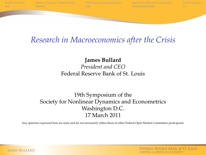 research in macroeconomics after the crisis
