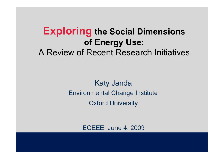 why explore social dimensions