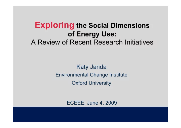 why explore social dimensions