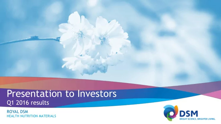 presentation to investors