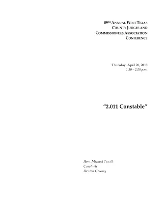 2.011 Constable   Hon. Michael Truitt  Constable  Denton County  Texas Constables  Presented