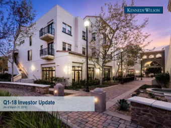 Q1-18 Investor Update  (As of March 31, 2018)  Disclaimer/Forward-Looking Statements  Statements