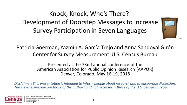 knock knock who s there development of doorstep messages