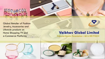 Vaibhav Global Limited  Home Shopping TV and  e-Commerce Platforms Financial Results Presentation