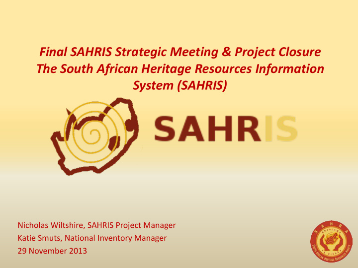 final sahris strategic meeting project closure the south