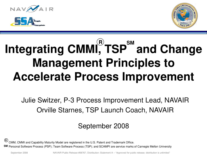 integrating cmmi tsp and change management principles to
