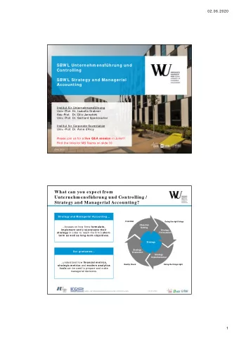 What can you expect from  Unternehm ensfhrung und Controlling /  Strategy and Managerial