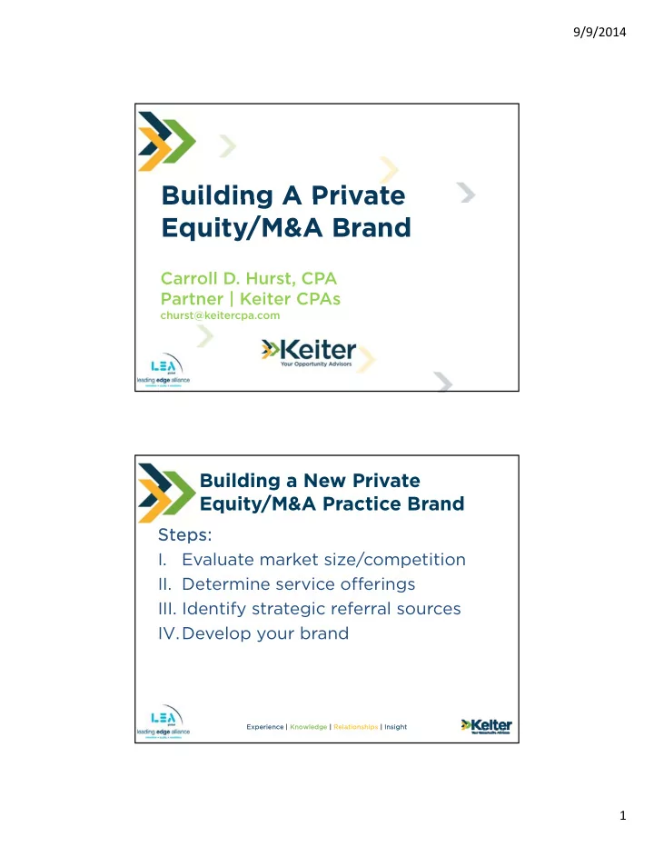 building a private building a private equity m a brand