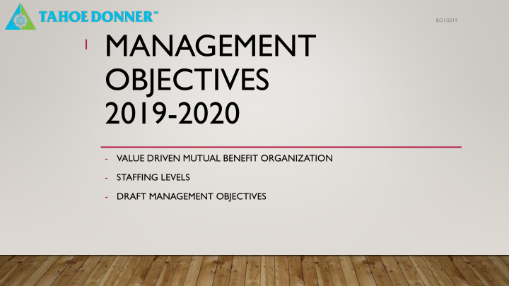 objectives 2019 2020
