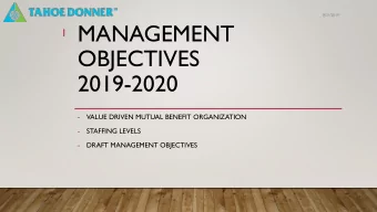OBJECTIVES  2019-2020  -  VALUE DRIVEN MUTUAL BENEFIT ORGANIZATION  -  STAFFING LEVELS  -  DRAFT