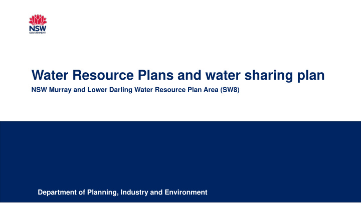water resource plans and water sharing plan