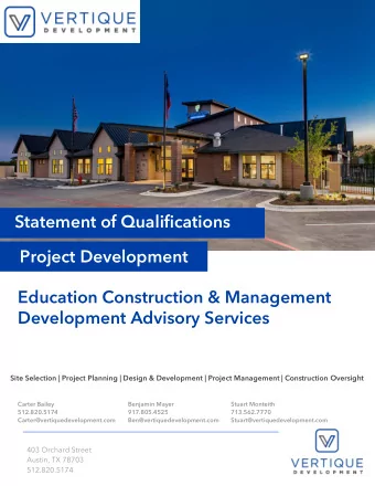 Statement of Qualifications  Project Development  Education Construction &amp; Management