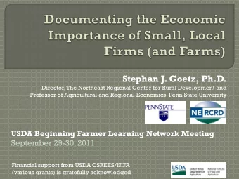 Stephan J. Goetz, Ph.D.  Director, The Northeast Regional Center for Rural Development and