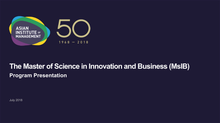 the master of science in innovation and business msib