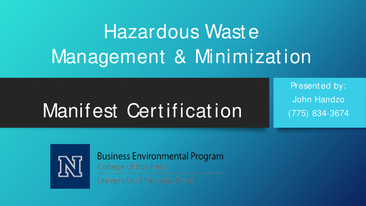 hazardous waste management minimization