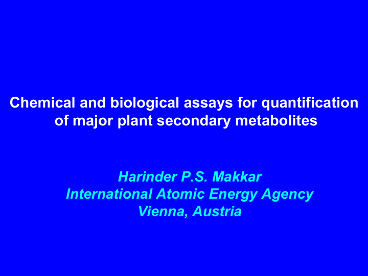 chemical and biological assays for quantification of
