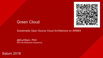 Green Cloud  Sustainable Open Source Cloud Architecture on ARM64  @KurtStam, PhD  Red Hat