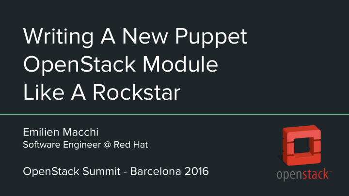 writing a new puppet openstack module