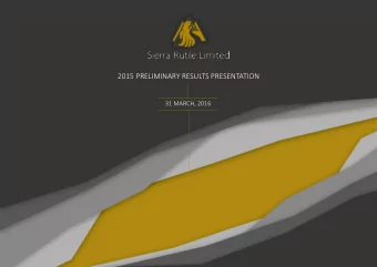 2015 PRELIMINARY RESULTS PRESENTATION  31 MARCH, 2016  DI  DISCLAIMER  For  orward-Looking Inf