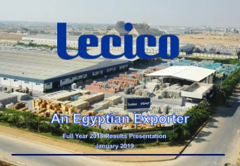 Corporate Summary  Introduction: An Egyptian exporter  Lecico Egypt S.A.E. was founded in 1959