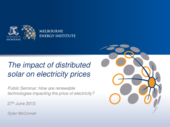 the impact of distributed solar on electricity prices