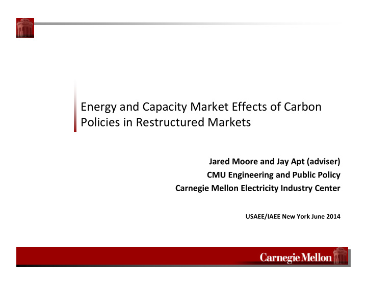 energy and capacity market effects of carbon policies in