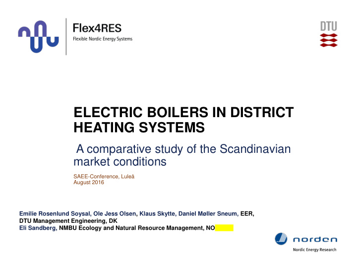 electric boilers in district heating systems
