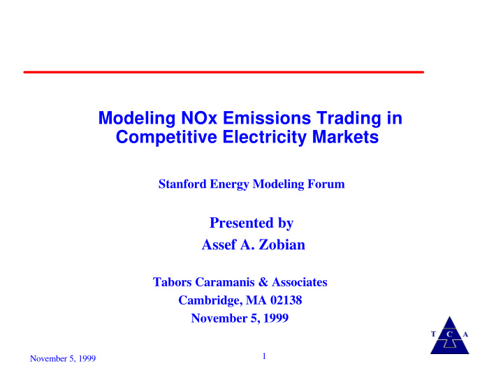 modeling nox emissions trading in competitive electricity