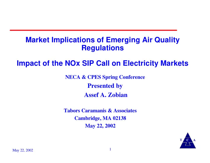 market implications of emerging air quality regulations