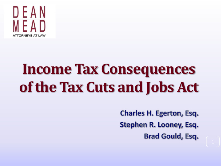 income tax consequences of the tax cuts and jobs act