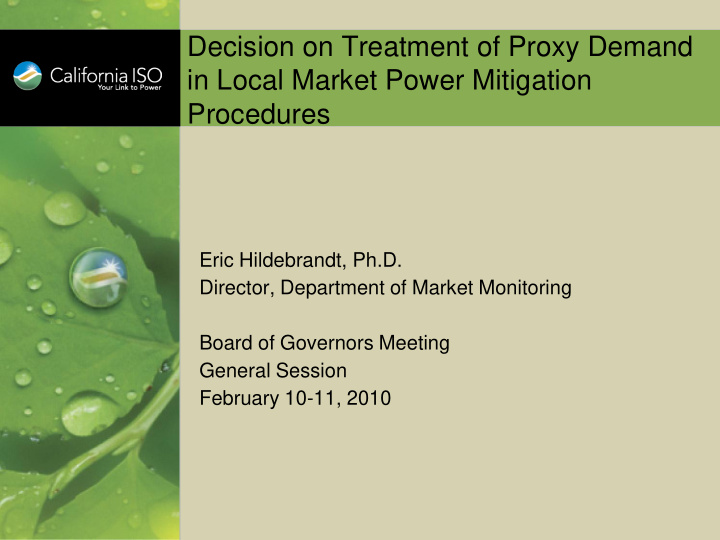 decision on treatment of proxy demand