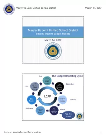 Marysville Joint Unified School  ol District  Second Interim Budget Update  March 14, 2017  July