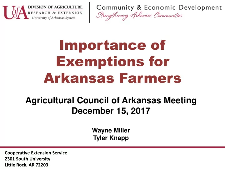 importance of exemptions for arkansas farmers
