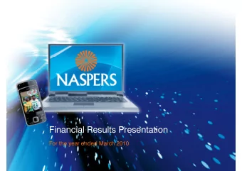 Financial Results Presentation  For the year ended March 2010  Important information  This