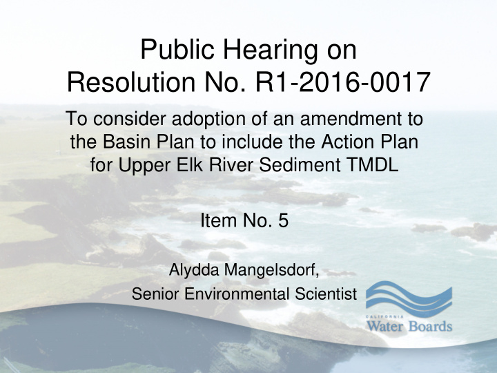 public hearing on resolution no r1 2016 0017