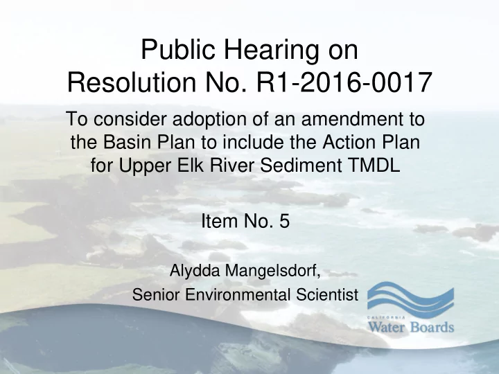public hearing on resolution no r1 2016 0017