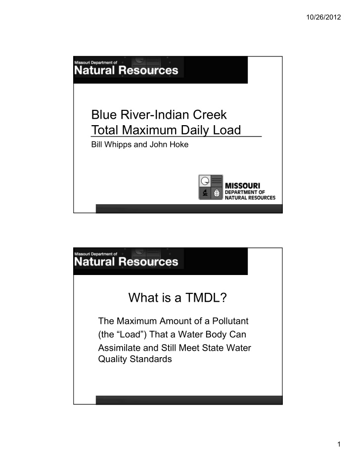 blue river indian creek total maximum daily load