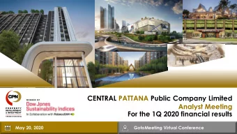 Analyst Meeting  For the 1Q 2020 financial results  May 20, 2020  GotoMeeting Virtual Conference