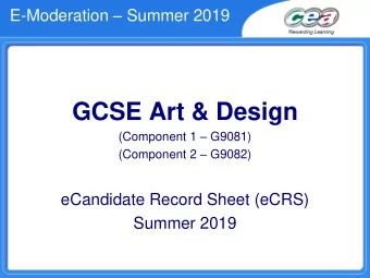 GCSE Art &amp; Design (Component 1  G9081) (Component 2  G9082)  eCandidate Record Sheet