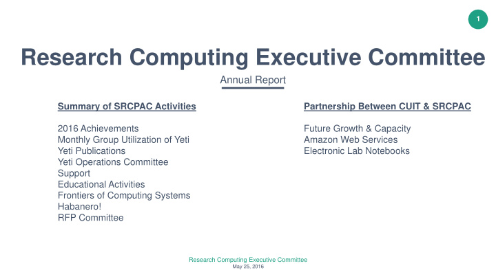 research computing executive committee